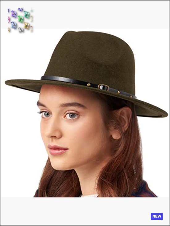 Wide Brim Fedora Hat with Interchangeable Belts, Adjustable Unisex Classic